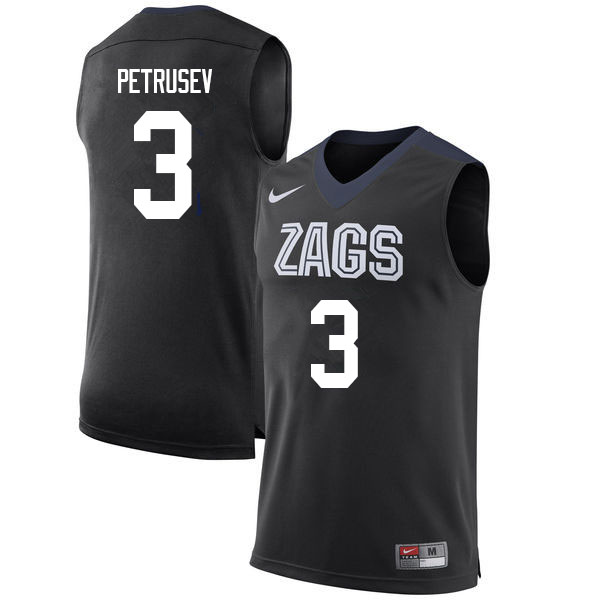 Men Gonzaga Bulldogs #3 Filip Petrusev College Basketball Jerseys Sale-Black